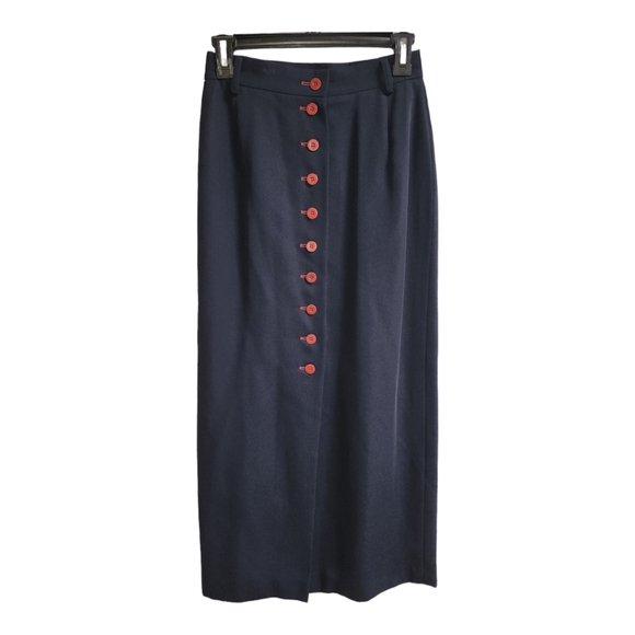 Mondi Business Womens Navy Long Button Up Blazer Jacket & Maxi Skirt Sz US 6/36 - Picture 8 of 10